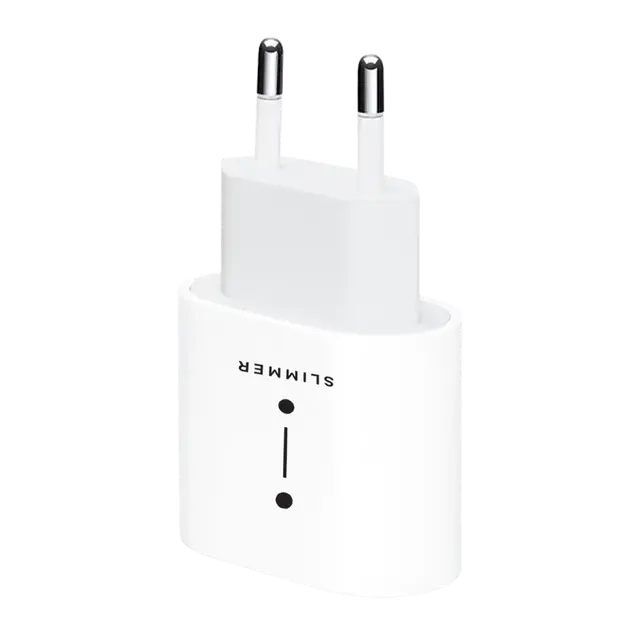 Slimmer fehér hálózati töltő, iPhone és Samsung készülékekhez, vékony tervezés